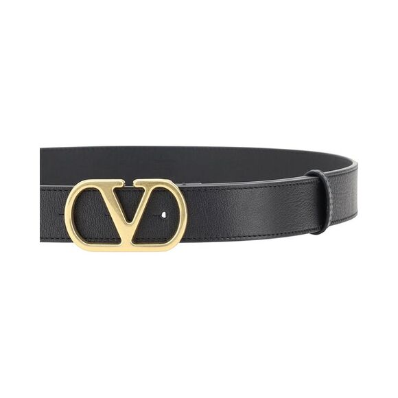 Valentino Vlogo Signature Leather Belt, Black